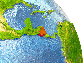 Image showing Nicaragua on Earth in red