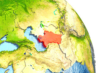 Image showing Turkmenistan on Earth in red