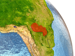 Image showing Paraguay on Earth in red