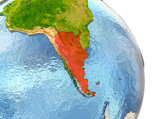 Image showing Argentina on Earth in red