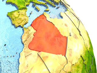 Image showing Algeria on Earth in red