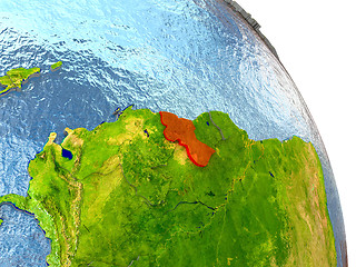 Image showing Guyana on Earth in red