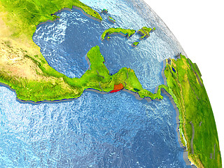 Image showing El Salvador on Earth in red