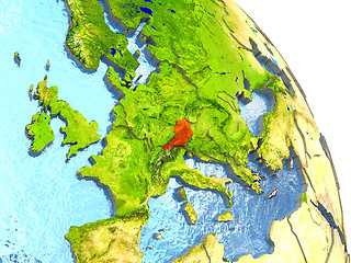 Image showing Austria on Earth in red