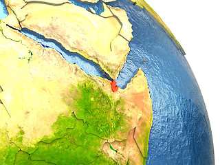 Image showing Djibouti on Earth in red