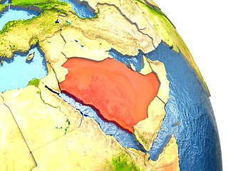 Image showing Saudi Arabia on Earth in red