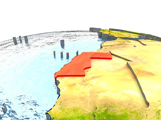 Image showing Western Sahara on Earth in red