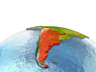 Image showing Argentina on Earth in red