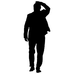 Image showing Black silhouettes man with arm raised. illustration