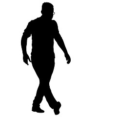 Image showing Black silhouettes man on white background. illustration