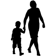 Image showing Silhouette of happy family on a white background. illustration.