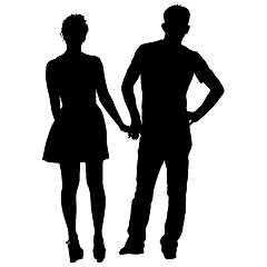 Image showing Couples man and woman silhouettes on a white background. illustration