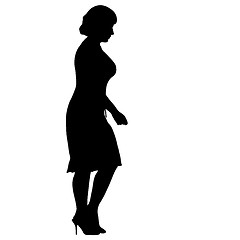 Image showing Black silhouettes of beautiful woman on white background. illustration