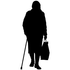 Image showing Silhouette of disabled people on a white background. illustration