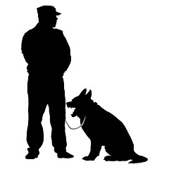 Image showing Silhouette of people and dog. illustration