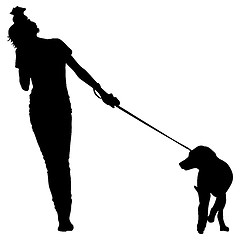 Image showing Silhouette of people and dog. illustration