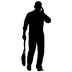 Image showing Black silhouettes man on white background. illustration