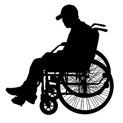 Image showing Silhouette of disabled people on a white background. illustration