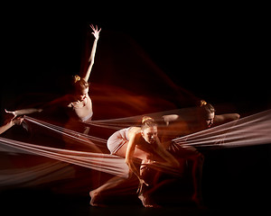 Image showing The sensual and emotional dance of beautiful ballerina