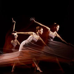 Image showing The sensual and emotional dance of beautiful ballerina