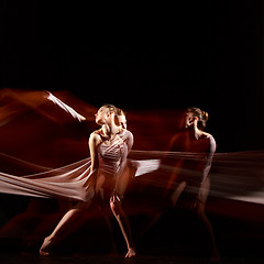 Image showing The sensual and emotional dance of beautiful ballerina