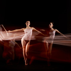 Image showing The sensual and emotional dance of beautiful ballerina