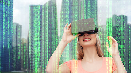 Image showing woman in virtual reality headset or 3d glasses