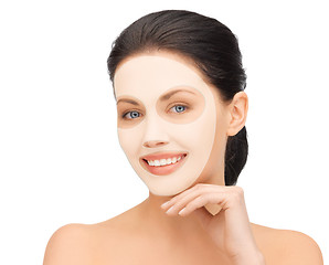 Image showing beautiful young woman with collagen facial mask