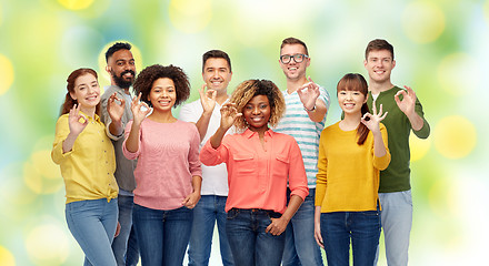 Image showing international group of happy people showing ok