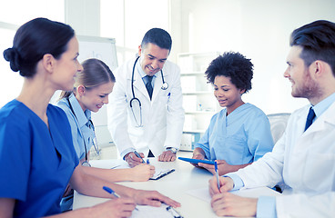 Image showing group of happy doctors meeting at hospital office