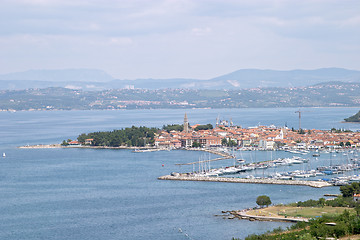 Image showing Panoramic view of the tourist village and harbour of Portoroz (Portorose), Istria, Slovenia