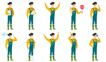 Image showing Vector set of illustrations with farmer characters