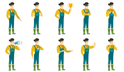 Image showing Vector set of illustrations with farmer characters