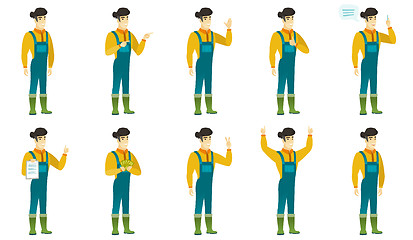 Image showing Vector set of illustrations with farmer characters