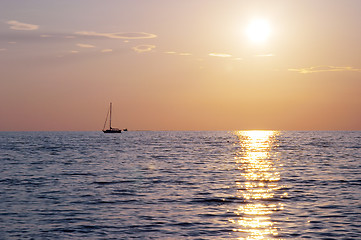 Image showing Spectacular sea sunset from the beach of the naturist camping of Cervar Porec (Parenzo), Istria, Croatia