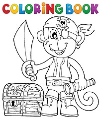 Image showing Coloring book pirate monkey image 2