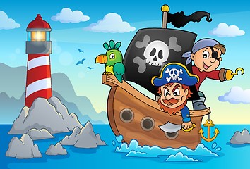Image showing Pirate boat theme 3
