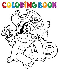 Image showing Coloring book pirate monkey image 1