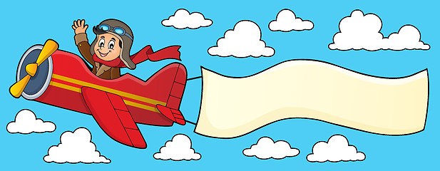 Image showing Retro airplane with banner theme 4