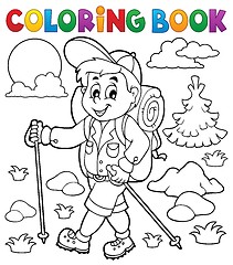 Image showing Coloring book hiker outdoor