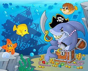 Image showing Pirate shark with treasure theme 2