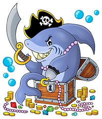 Image showing Pirate shark with treasure theme 1
