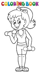 Image showing Coloring book girl exercising 3