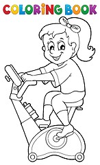 Image showing Coloring book girl exercising 2