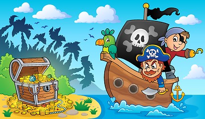 Image showing Pirate boat theme 2