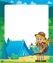 Image showing Summer frame with scout girl theme 2