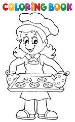 Image showing Coloring book with woman cook