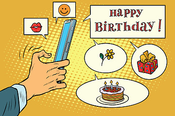 Image showing Mobile app greetings happy birthday