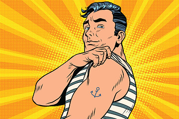 Image showing Sailor with tattoo on hand