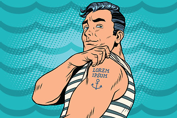 Image showing Sailor with Lorem ipsum tattoo on hand